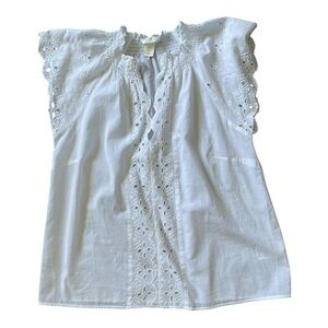 H&M white eyelet top, size 6
